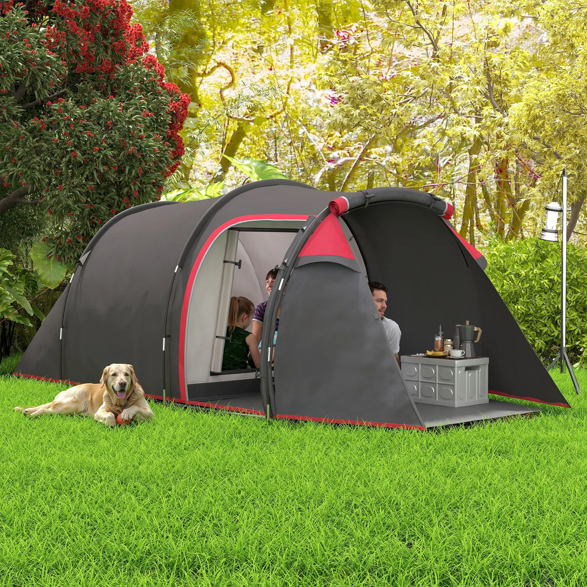 Campingzelt 2-3 Personen 426x206x154 cm Dunkelgrau