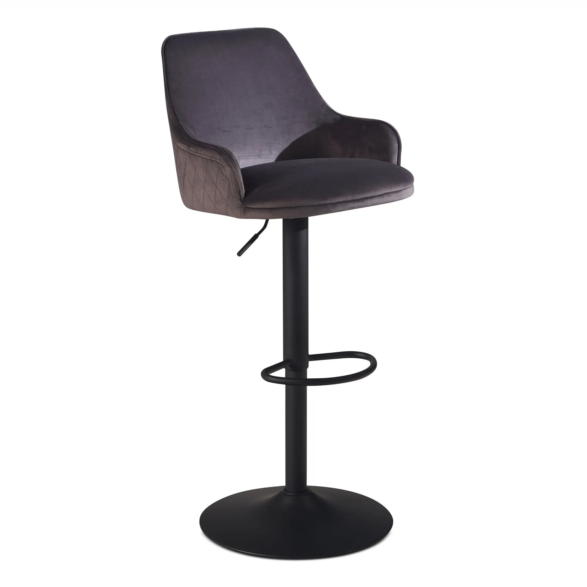 Wohnling Barhocker Samt Grau Hocker mit Lehne 86 - 106 cm Wohnling Barhocker Samt Grau Hocker mit Lehne 86 - 106 cm