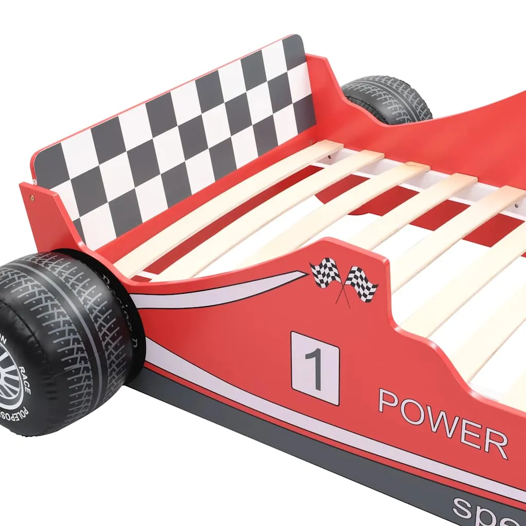 Rotes Kinderbett 90 x 200 cm im Rennwagen-Design