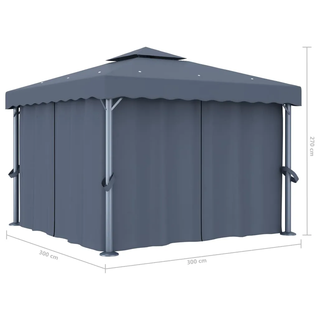 Pavillon 3x3 m Anthrazit mit Aluminium- und Stahlgestell