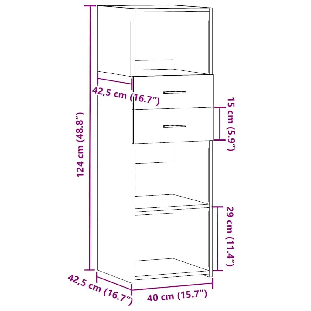 Klassisches Highboard 40 x 42,5 x 124 cm in Sonoma-Eiche