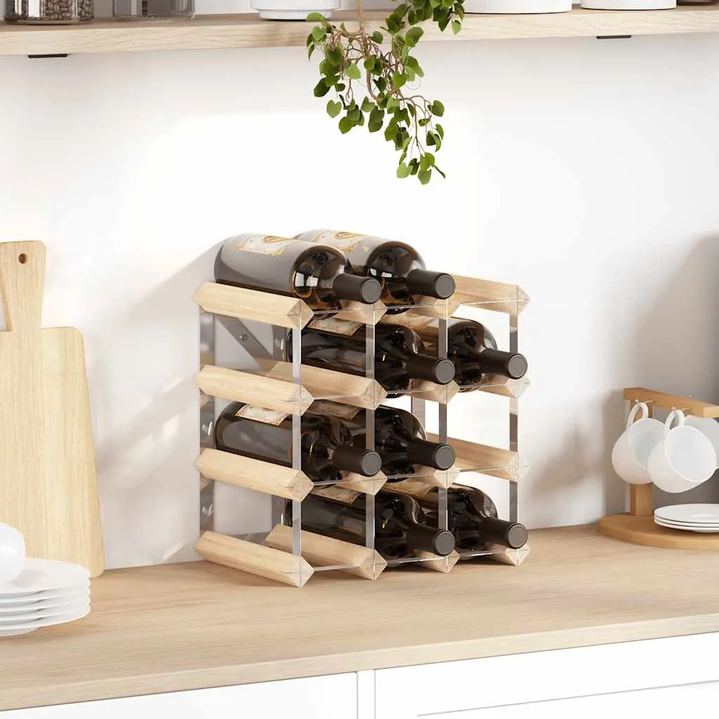Modernes Weinregal aus Massivholz und verzinktem Stahl 32,5x22,5x32,5 cm