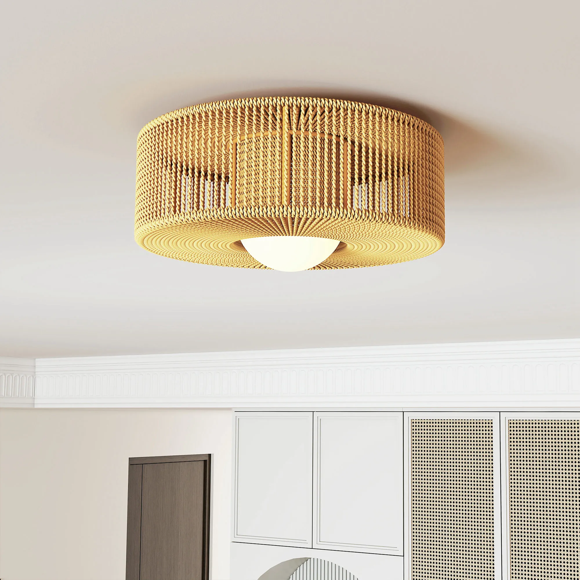 Deckenleuchte Boho-Hängelampe aus Hanfseil G9 LED, Ø30 cm