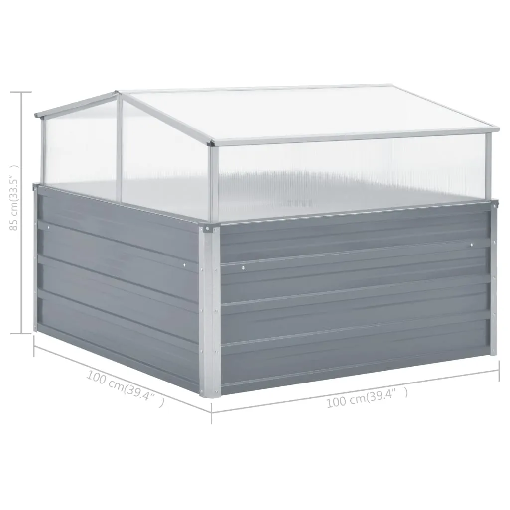 Grau Gewächshaus 100 x 100 x 85 cm aus PC und verzinktem Stahl