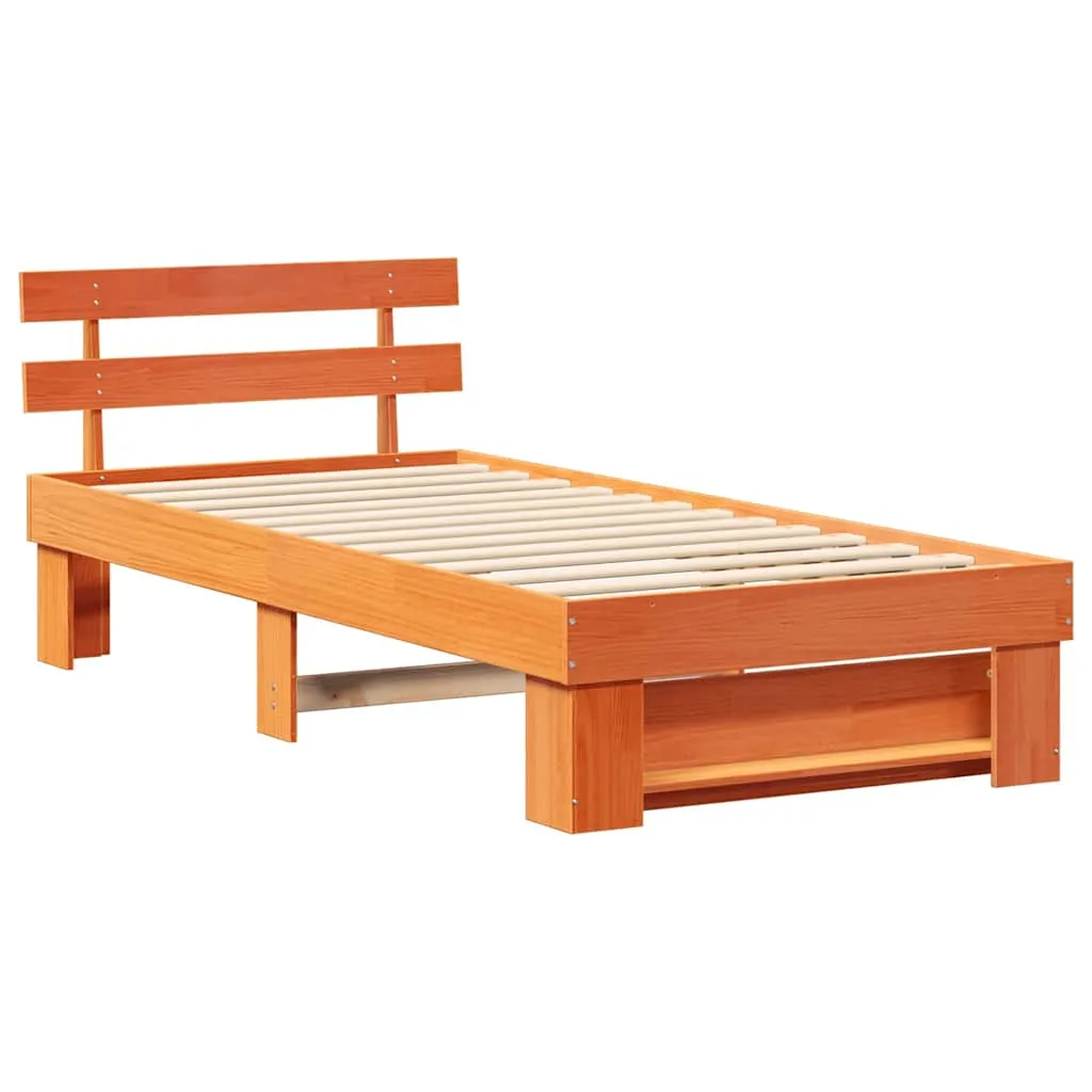 Bettrahmen Massivholz 208 x 83 x 73 cm Wachsbraun