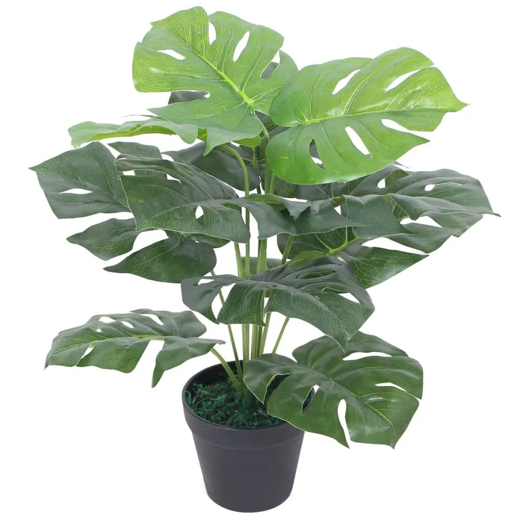 Künstliche Monstera Pflanze 45 cm Grün mit 12 Blättern