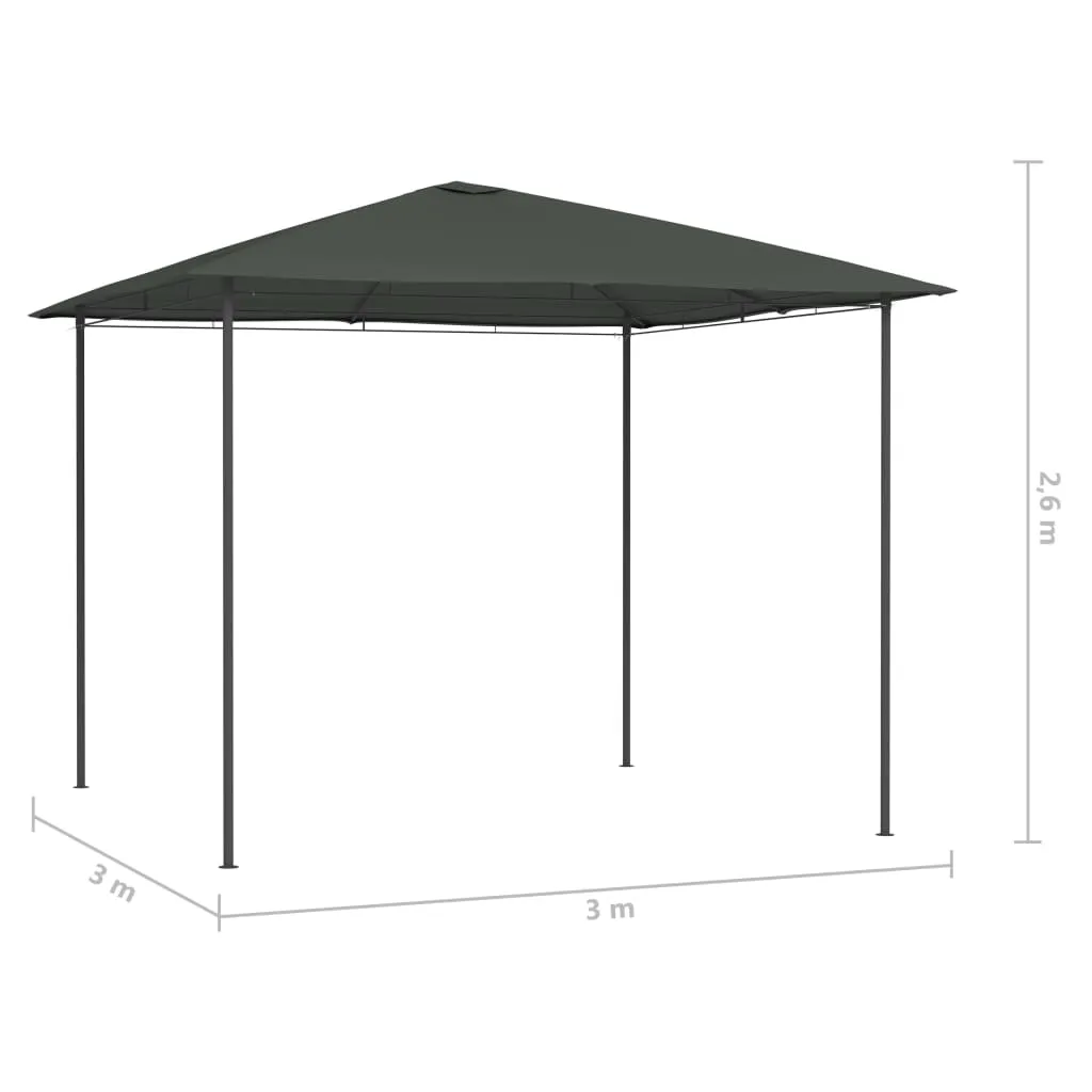Pavillon 3x3x2,6 m Anthrazit mit Stahlkonstruktion und Stoffdach