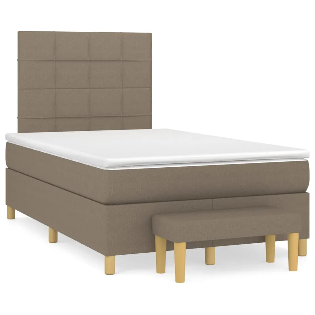 Boxspringbett mit Matratze, Topper und Bank, 120x200 cm, Taupe