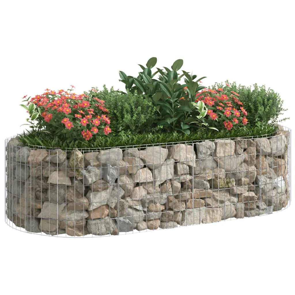 Gabionen-Hochbeet 200 x 100 x 50 cm in Silber