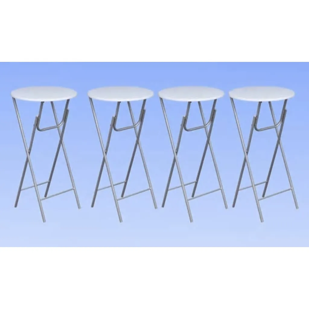 4er Set Stehtische 60x60x112 cm Weiß mit MDF-Tischplatte und Stahlbeinen
