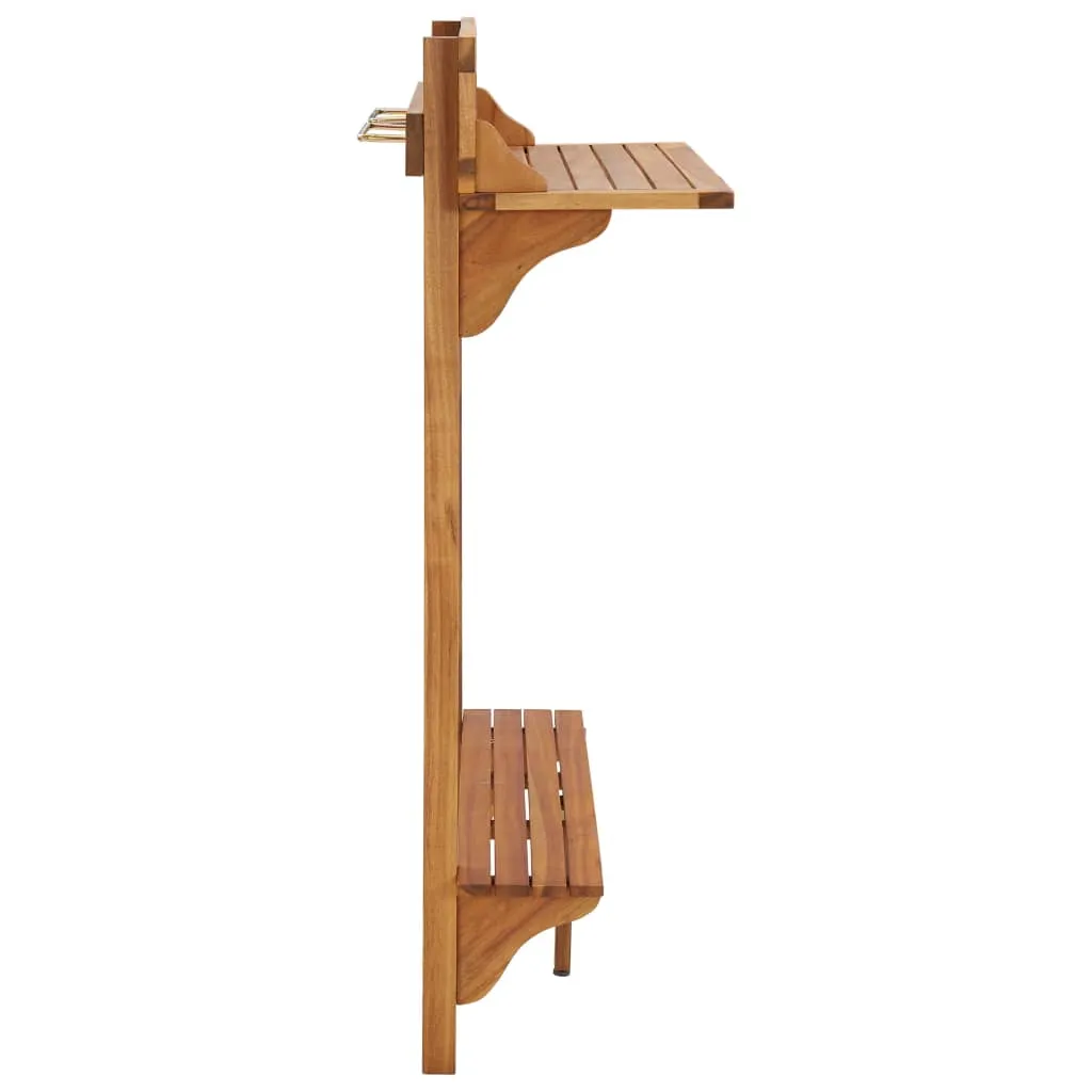 Holz-Bartisch aus Echtholz mit Metallhalterungen 90x37x122,5 cm