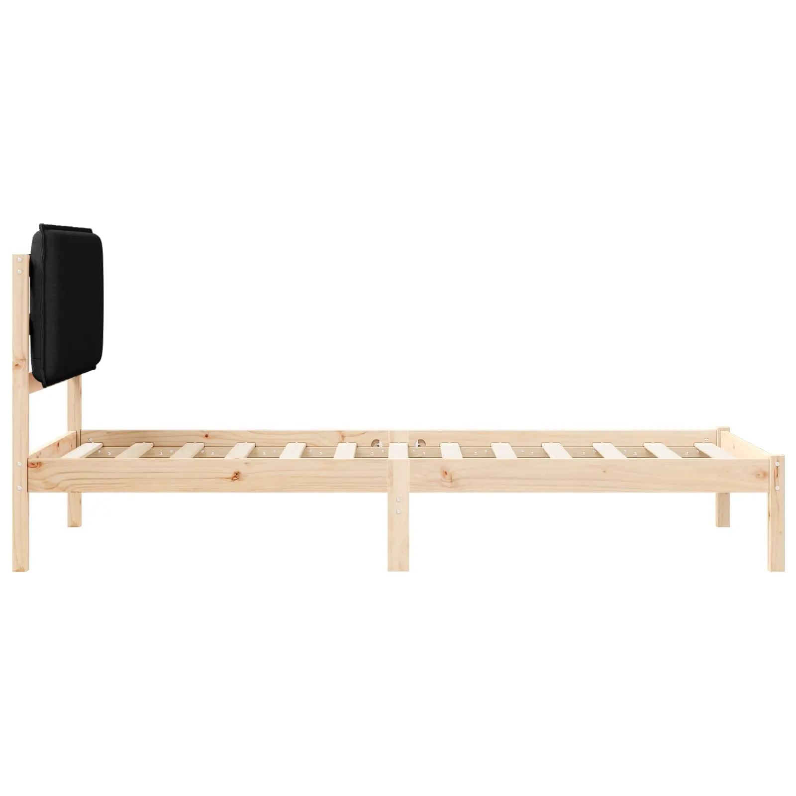 Bettgestell mit gepolstertem Kopfteil 75 x 190 cm Schwarz