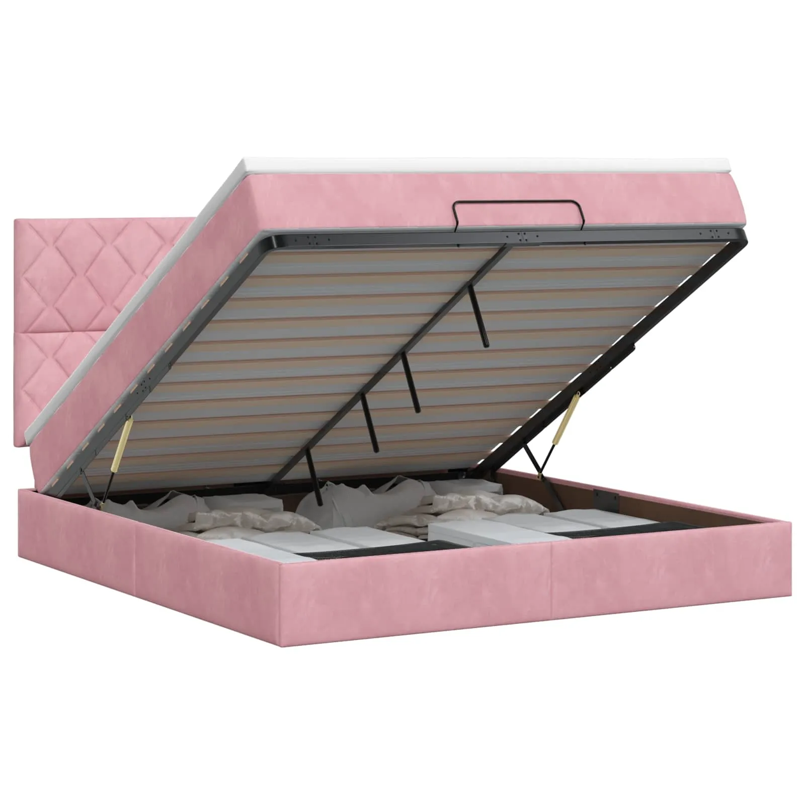Ottoman-Bett mit Matratze 203 x 144 x 88 cm Rosa