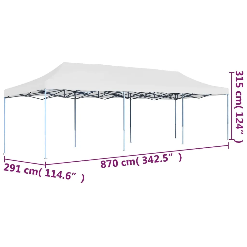 Faltbares Partyzelt 291x870x315 cm Weiß mit pulverbeschichtetem Stahlrahmen
