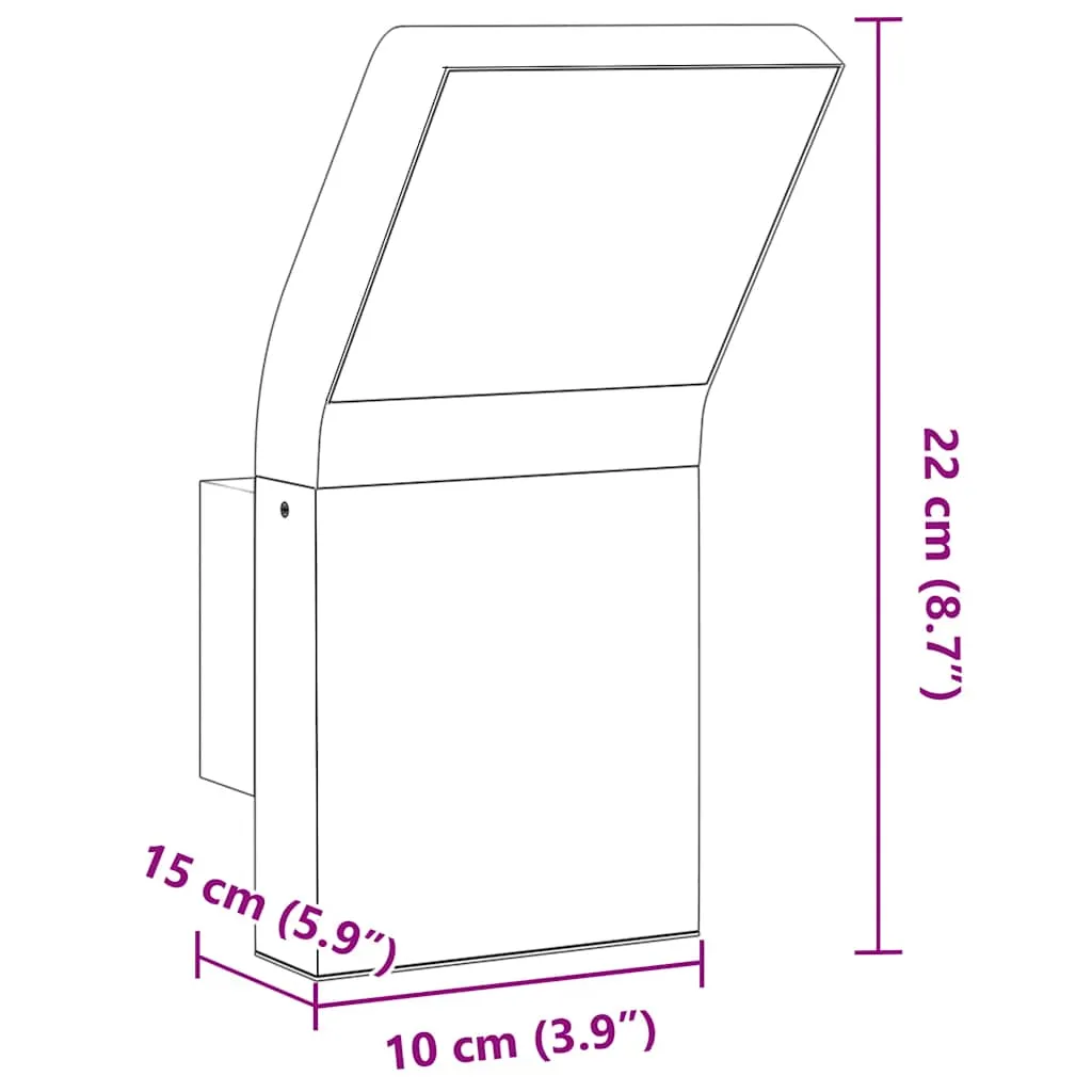 LED Außenwandleuchten Schwarz 10 x 15 x 22 cm wetterfest IP54