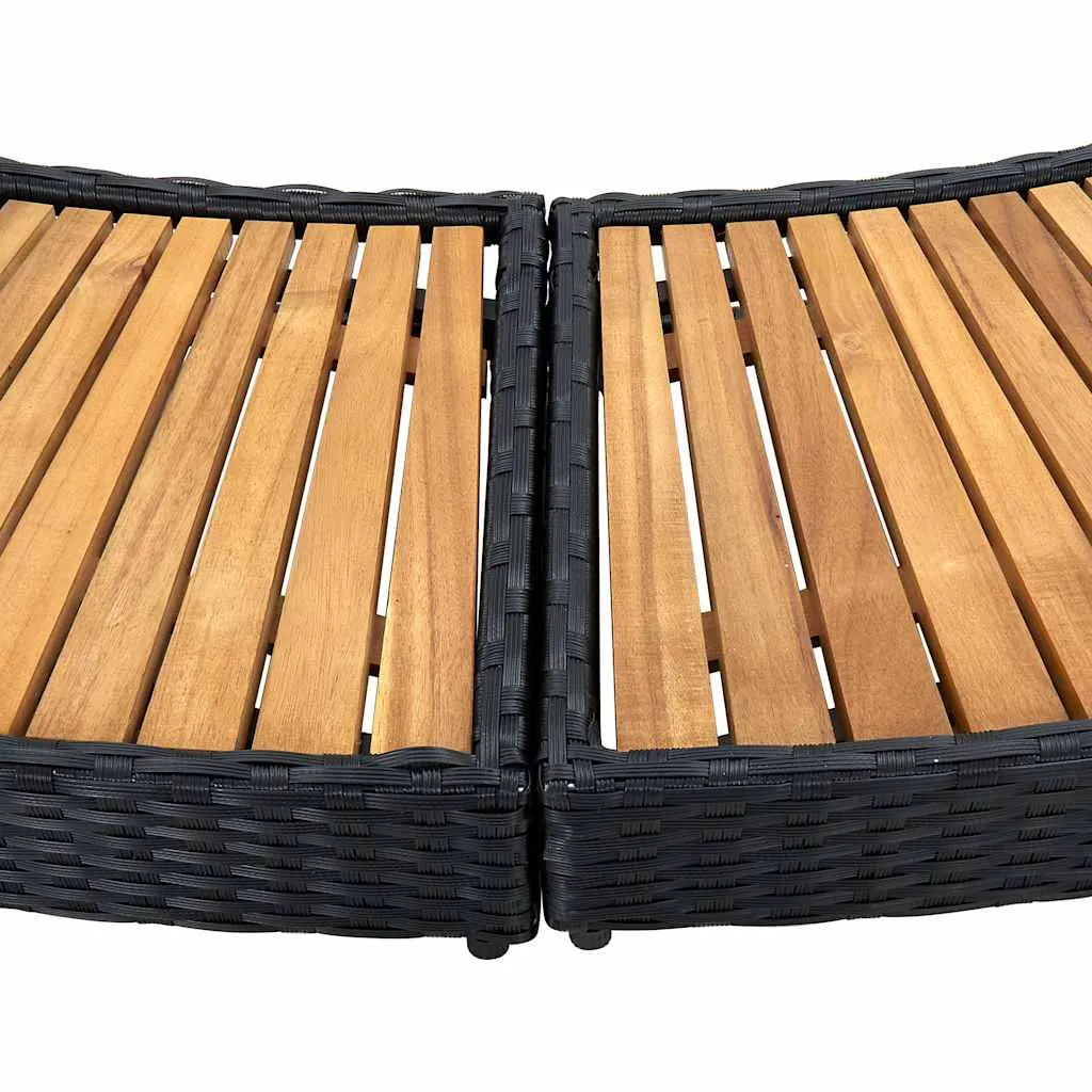 Whirlpool-Umrandung Schwarz Poly Rattan & Massivholz Akazie