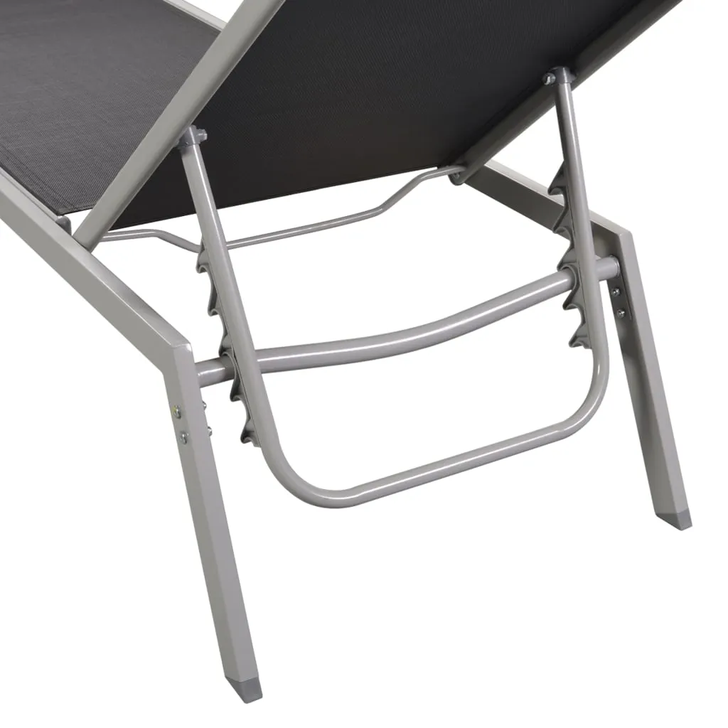 Schwarzes Sonnenliege-Set mit Tisch 200x58x32 cm & 30x30x29,5 cm
