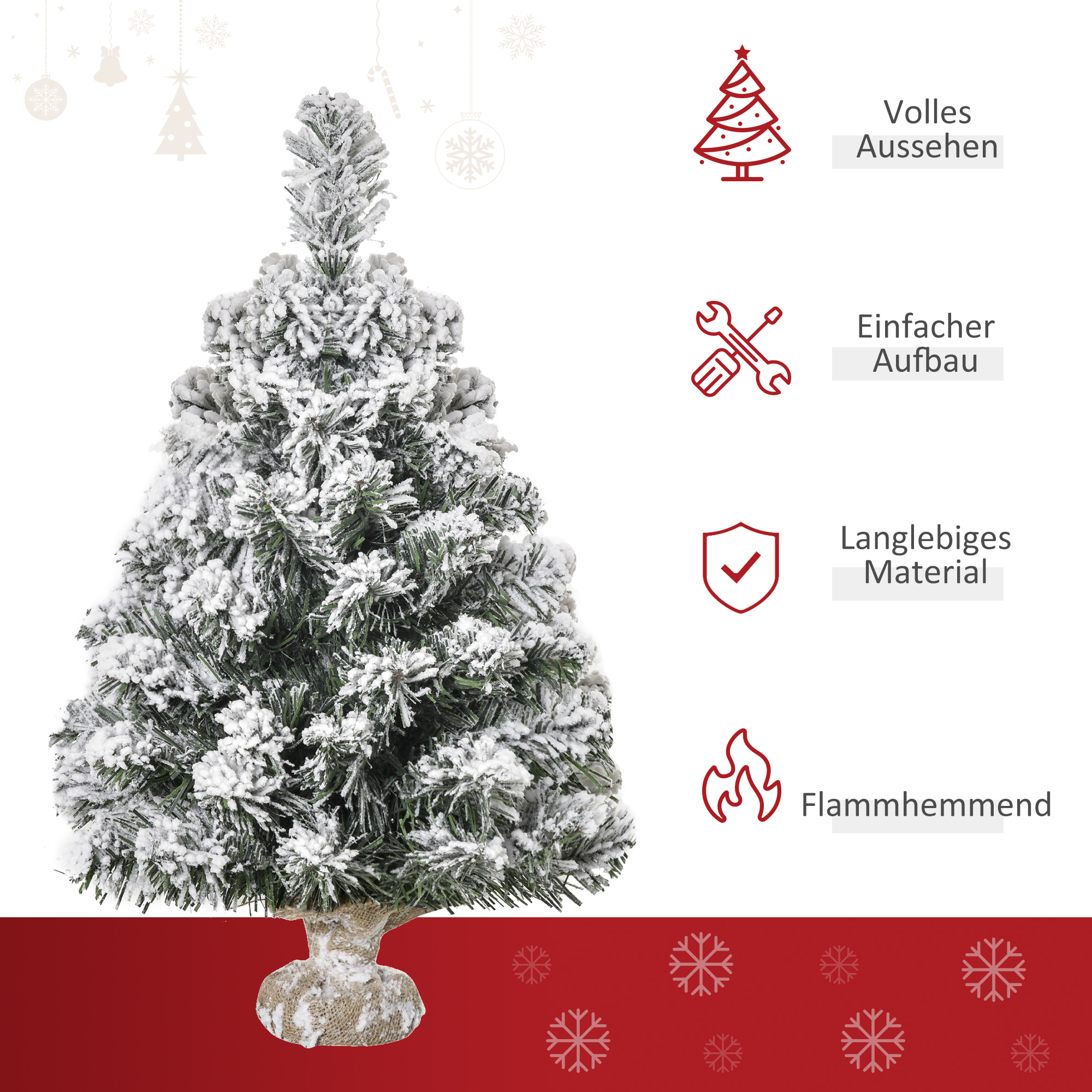 Künstlicher Weihnachtsbaum 60 cm mit Schnee-Effekt, Grün-Weiß
