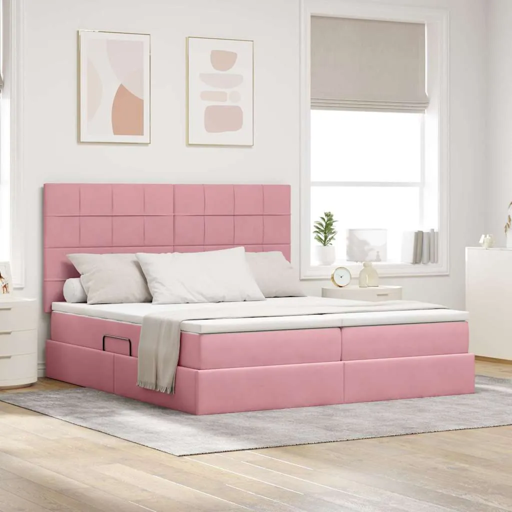 LED-Speicherbett mit Matratze 180 x 200 cm Rosa