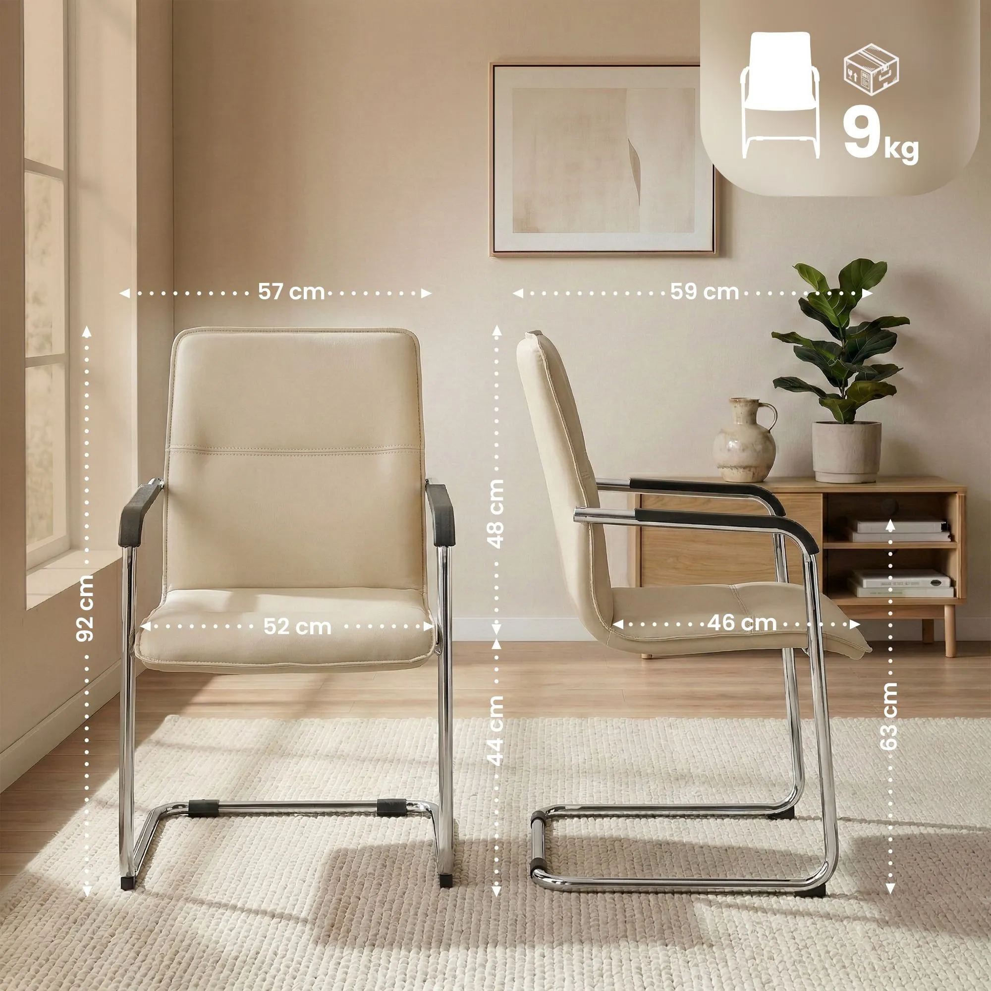 Freischwinger Seattle 92x57x59 cm creme