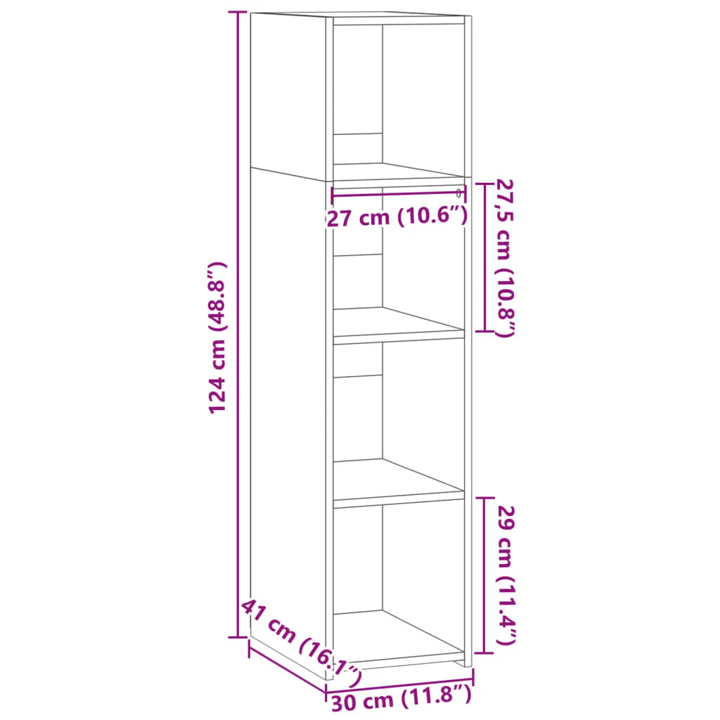 Klassisches Highboard Betongrau 30 x 41 x 124 cm aus Holzwerkstoff