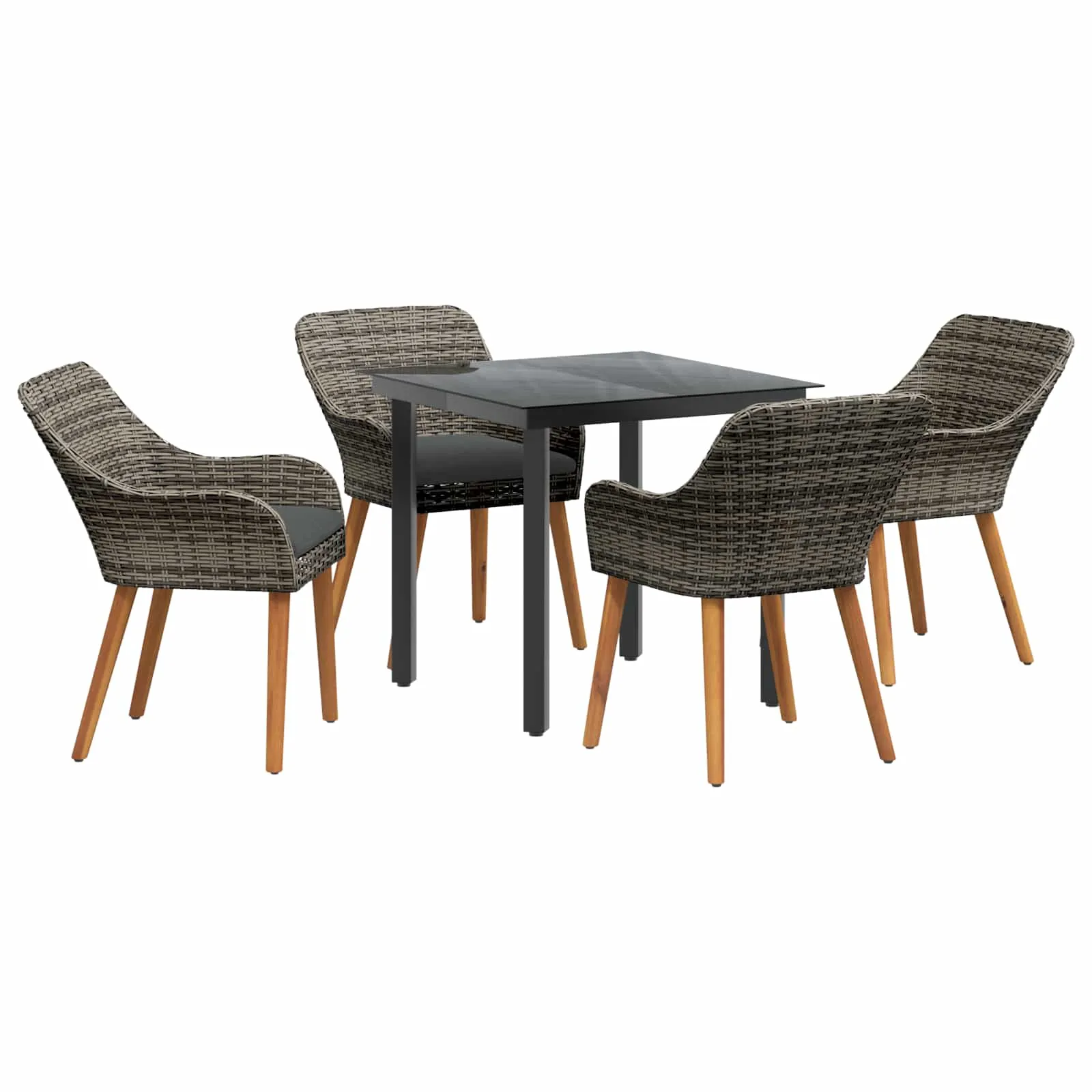 Garten-Esszimmer-Set Grau 80x80x74 cm für 4 Personen