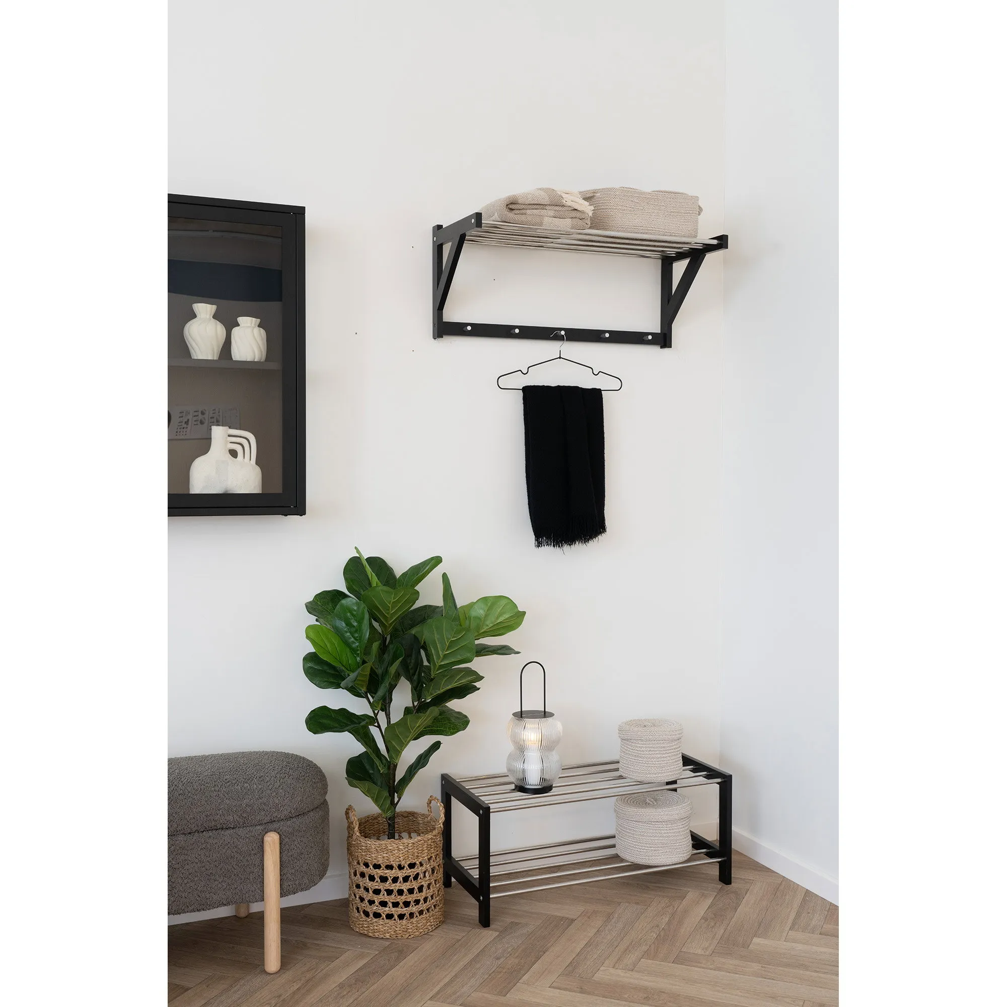tinkaro Schuhregal Padova 2 Ebenen 78x34x32 cm Schwarz