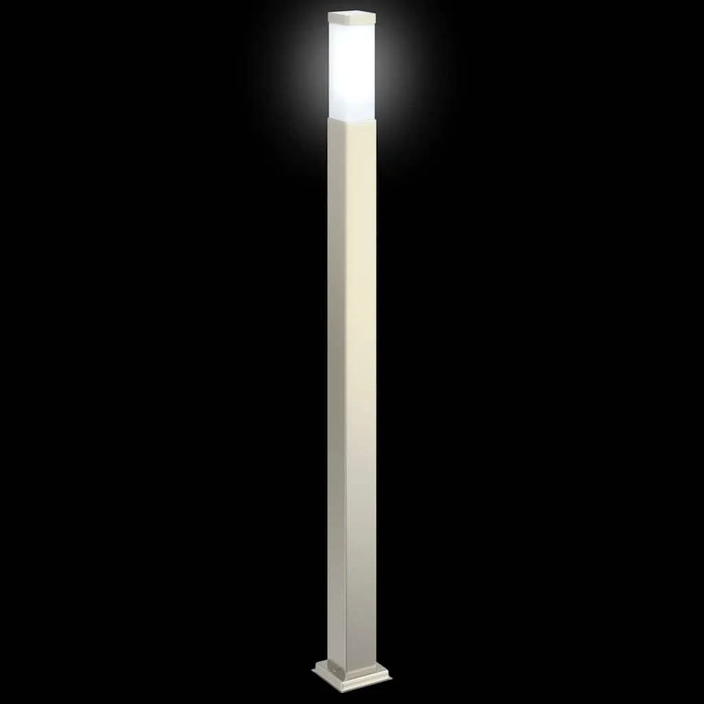 Silberne Pollerleuchte aus Edelstahl 10x10x110 cm mit IP44