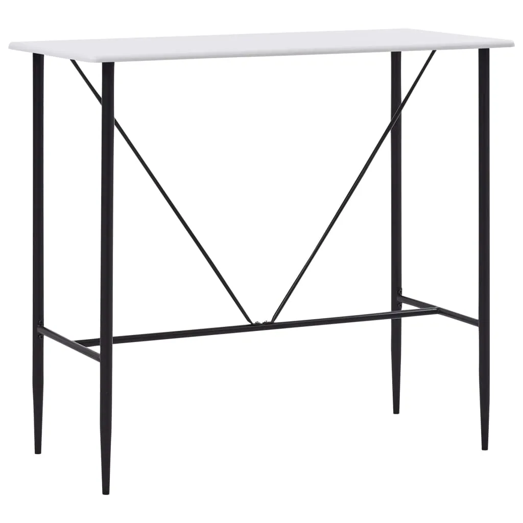 Weißer Stehtisch mit MDF-Tischplatte und Stahlbeinen 120x60x110 cm