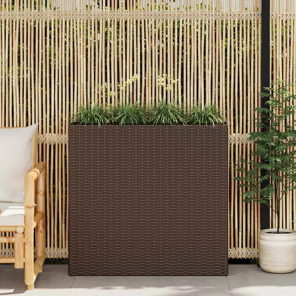 Garten-Hochbeet mit 4 Töpfen Poly Rattan Braun
