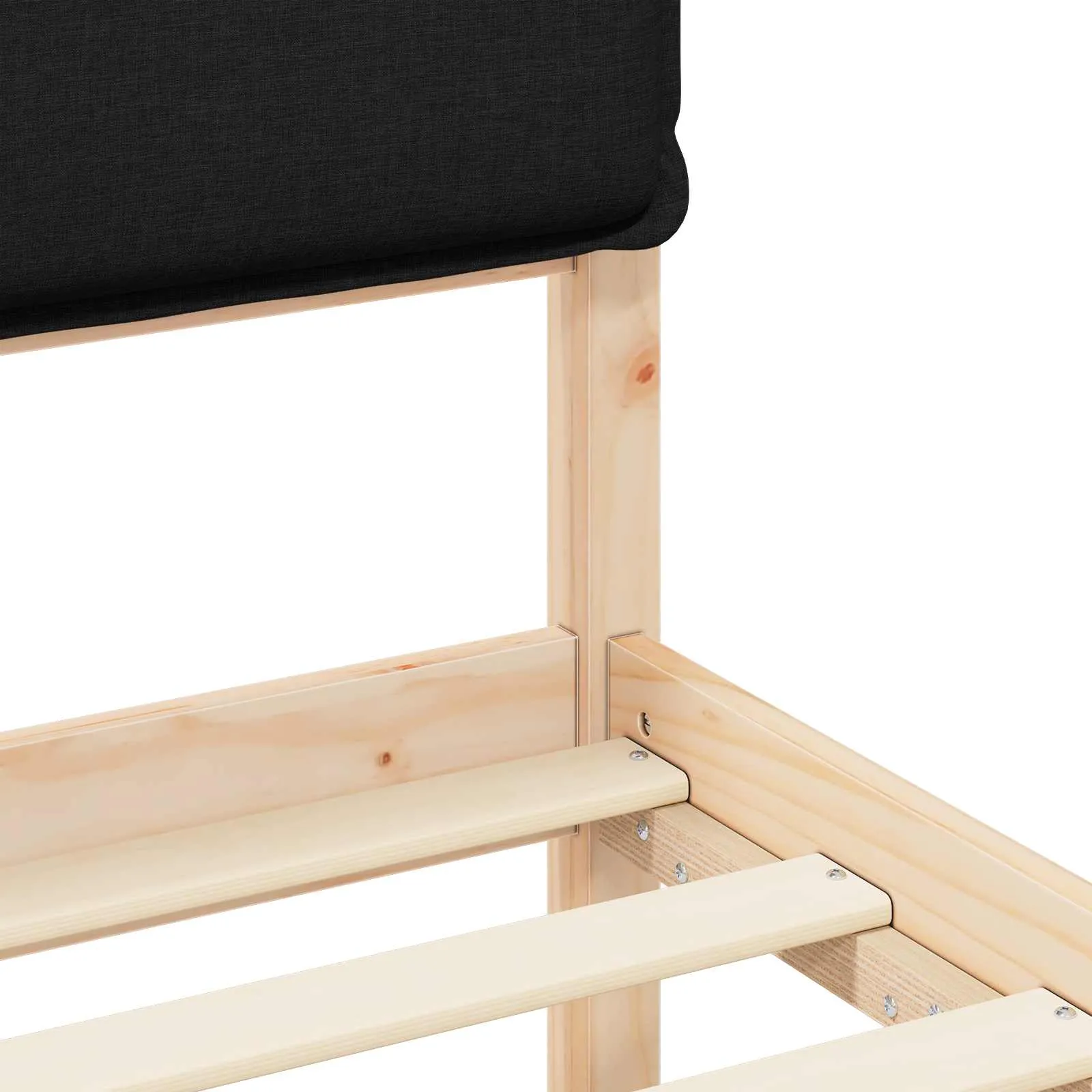 Bettgestell mit gepolstertem Kopfteil 75 x 190 cm Schwarz