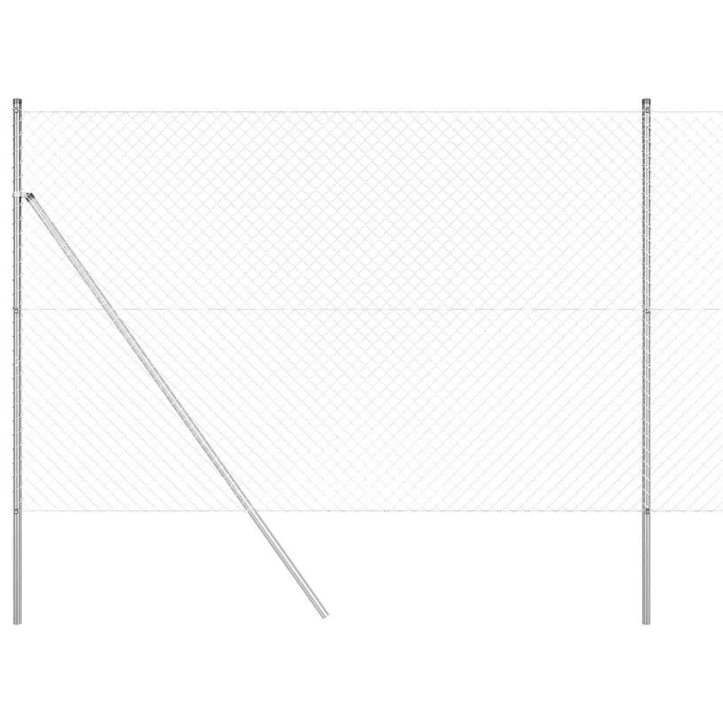 Zaunpfosten-Set aus Stahl Silber 1000 x 3,2 x 160 cm