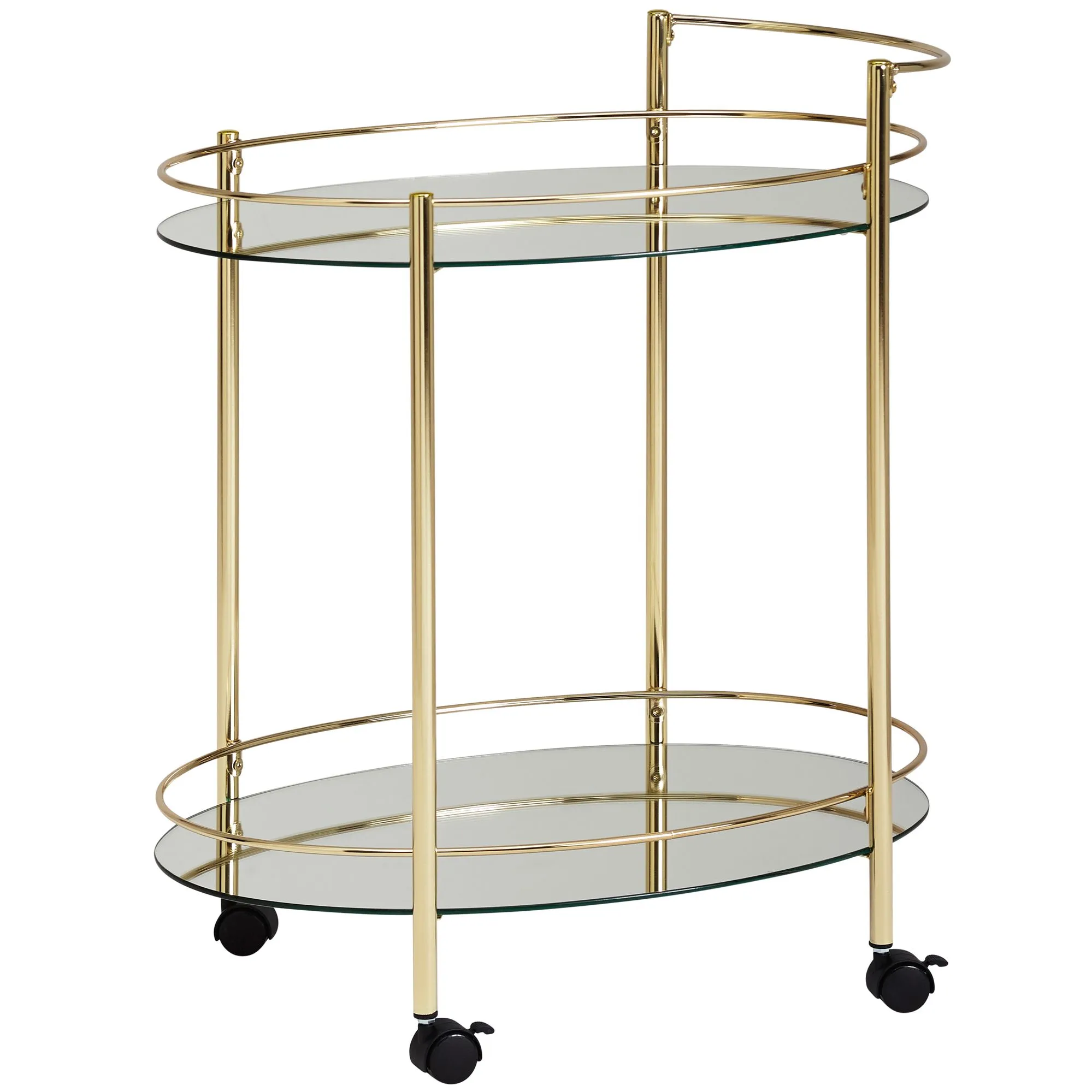 tinkaro Servierwagen CHARLIE Gold Glas Metall Küchenwagen auf Rollen
