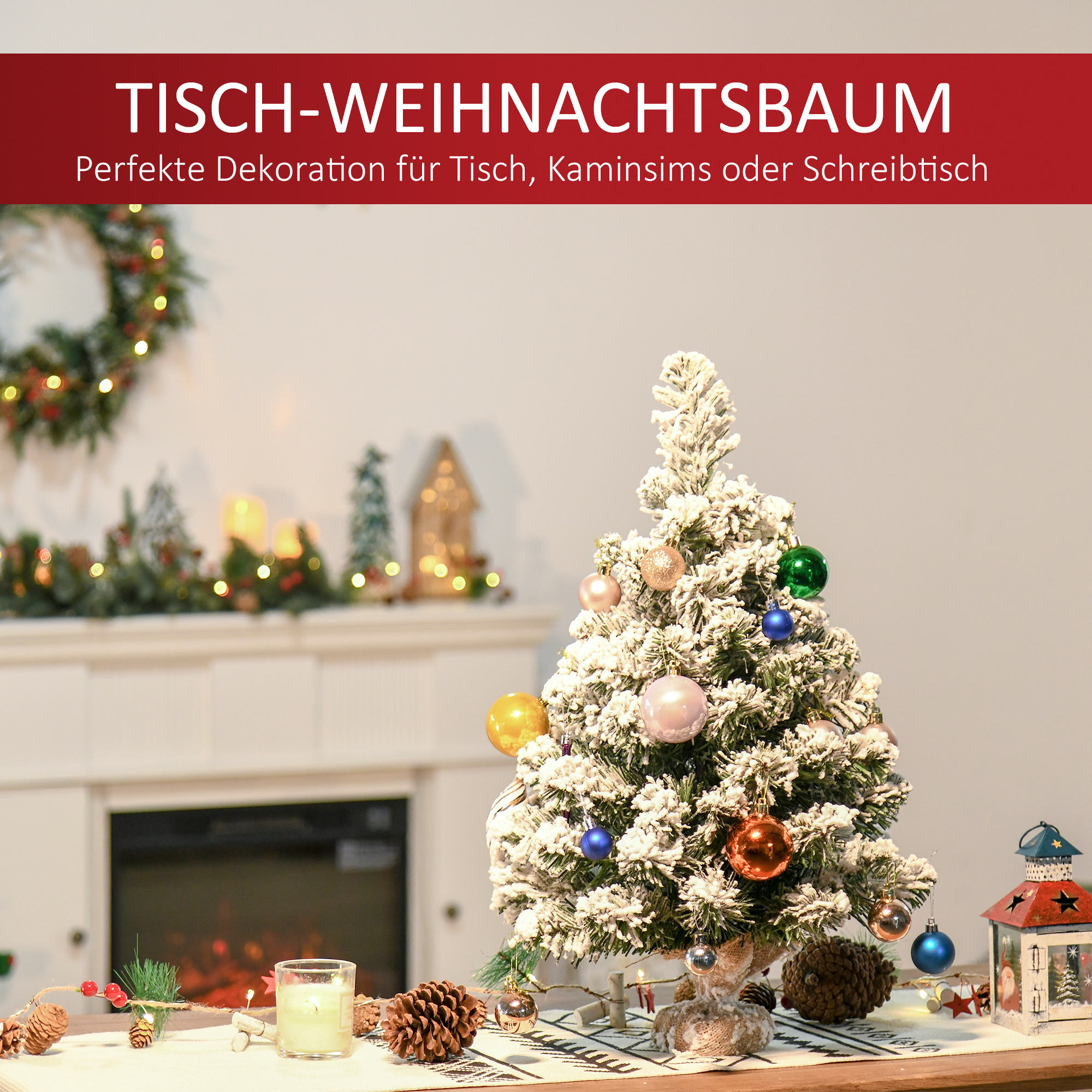 Künstlicher Weihnachtsbaum 60 cm mit Schnee-Effekt, Grün-Weiß