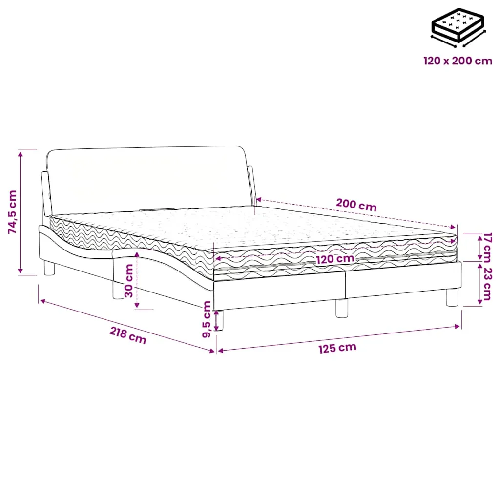 Bettgestell mit Schaumstoffmatratze 218x125x74,5 cm Cappuccino-Braun