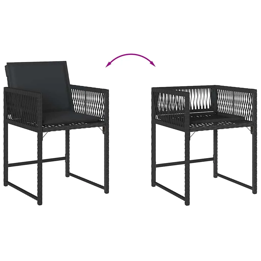 Gartenstuhl aus PE-Rattan mit Stahlrahmen 50,5x54x79 cm Schwarz