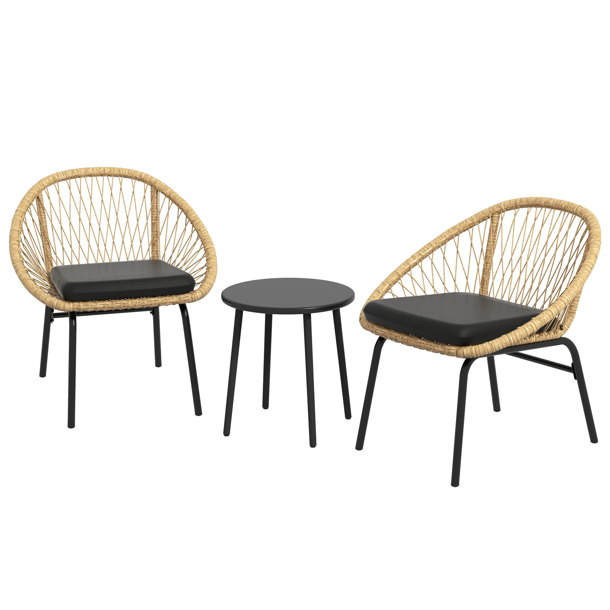 3-teiliges Gartenbistro-Set Schwarz, Gelb 70L x 63B x 73H cm
