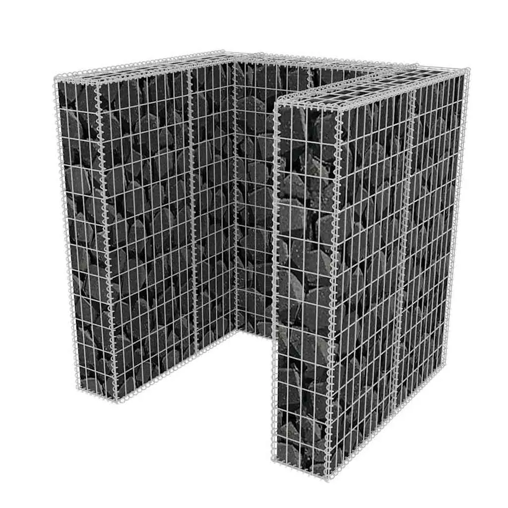Gabionen-Mülltonnenverkleidung 110x100x120 cm Silber