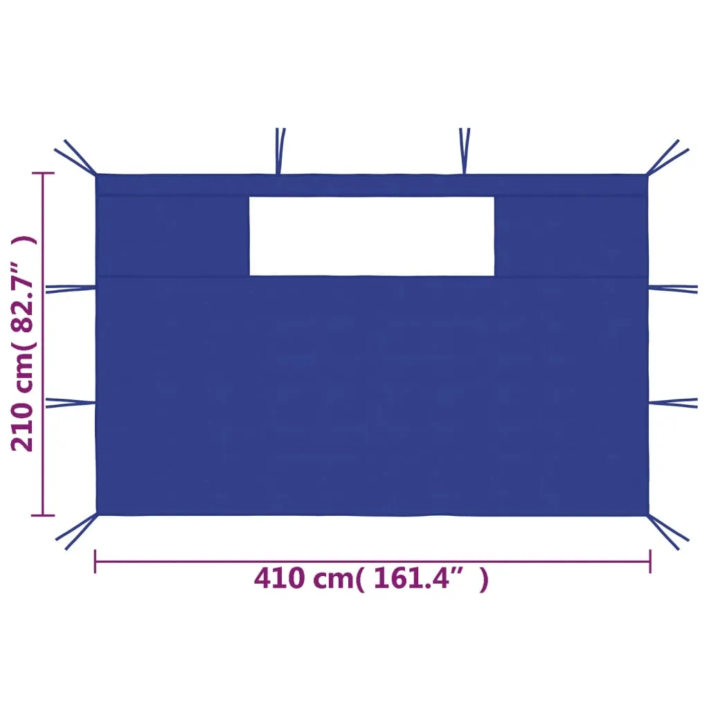 Pavillon-Seitenwand-Set Blau 410x210 cm & 280x210 cm mit Fenster