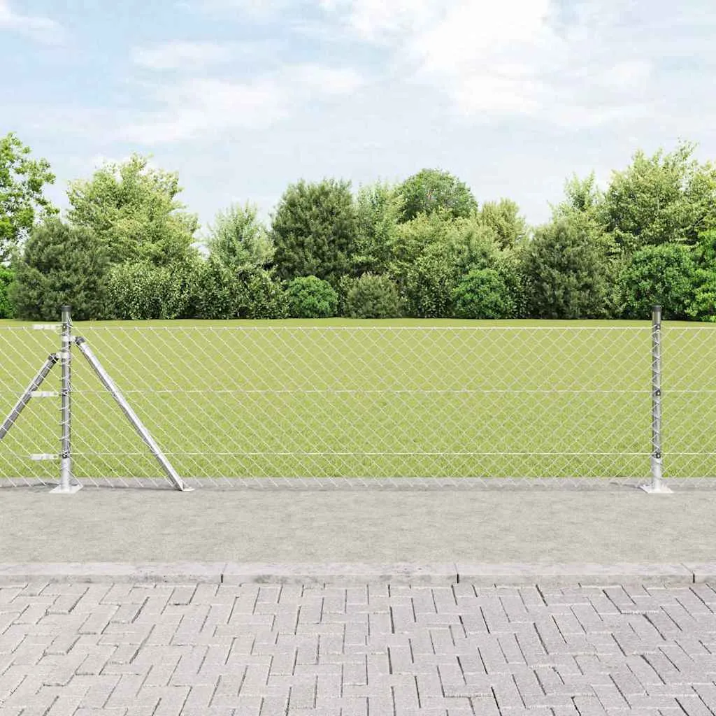 Zaunpfosten Set aus Stahl 2500 x 3,2 x 60 cm Silber