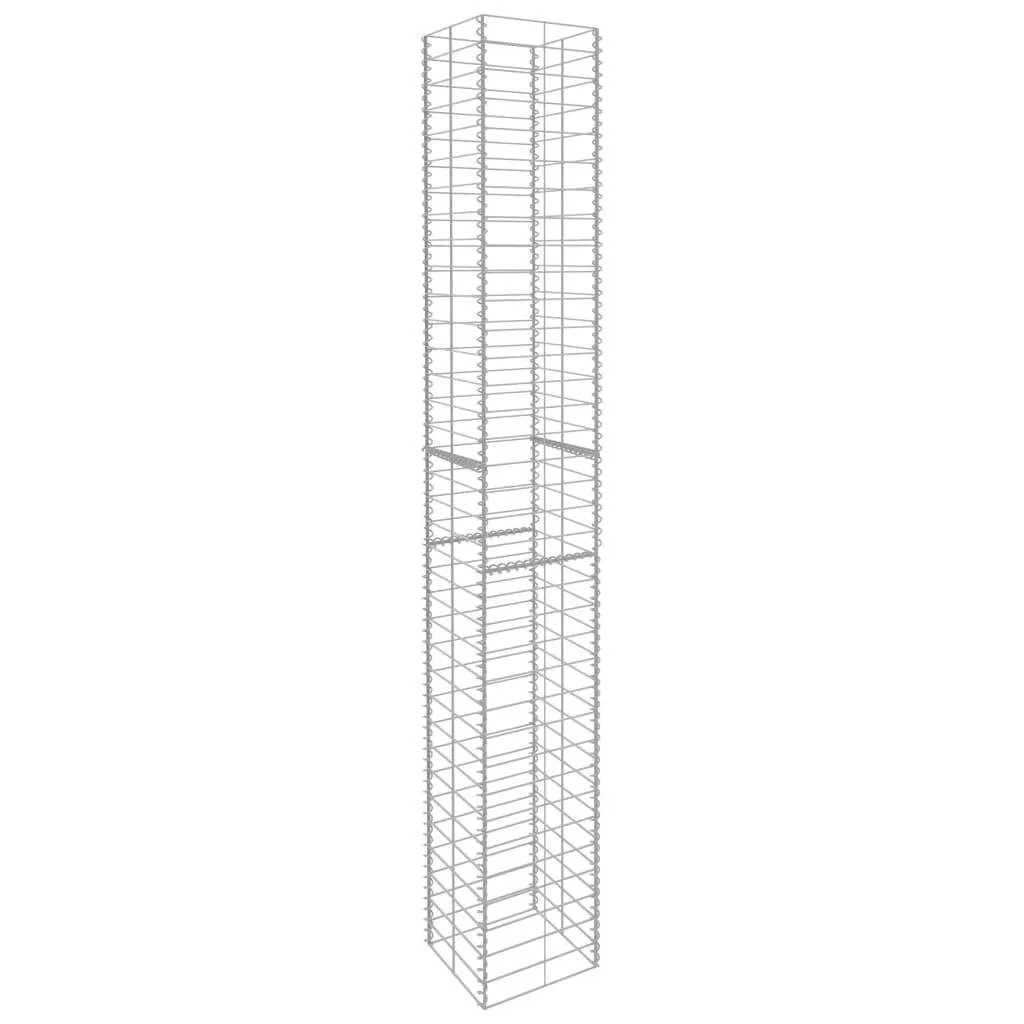 Gabionenkorb-Set 25x25x197 cm Silber verzinkter Stahl 3er-Set