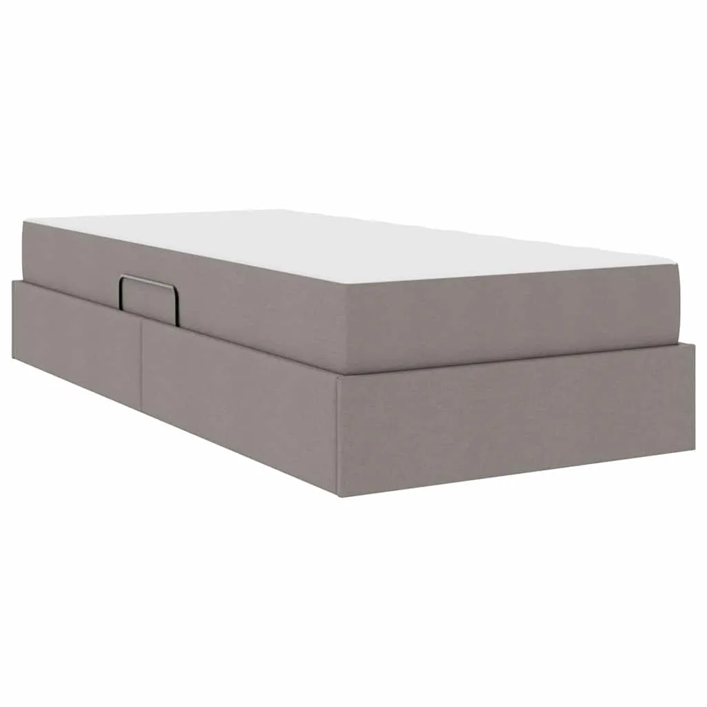 Aufbewahrungsbett mit Matratze 90 x 200 cm Taupe