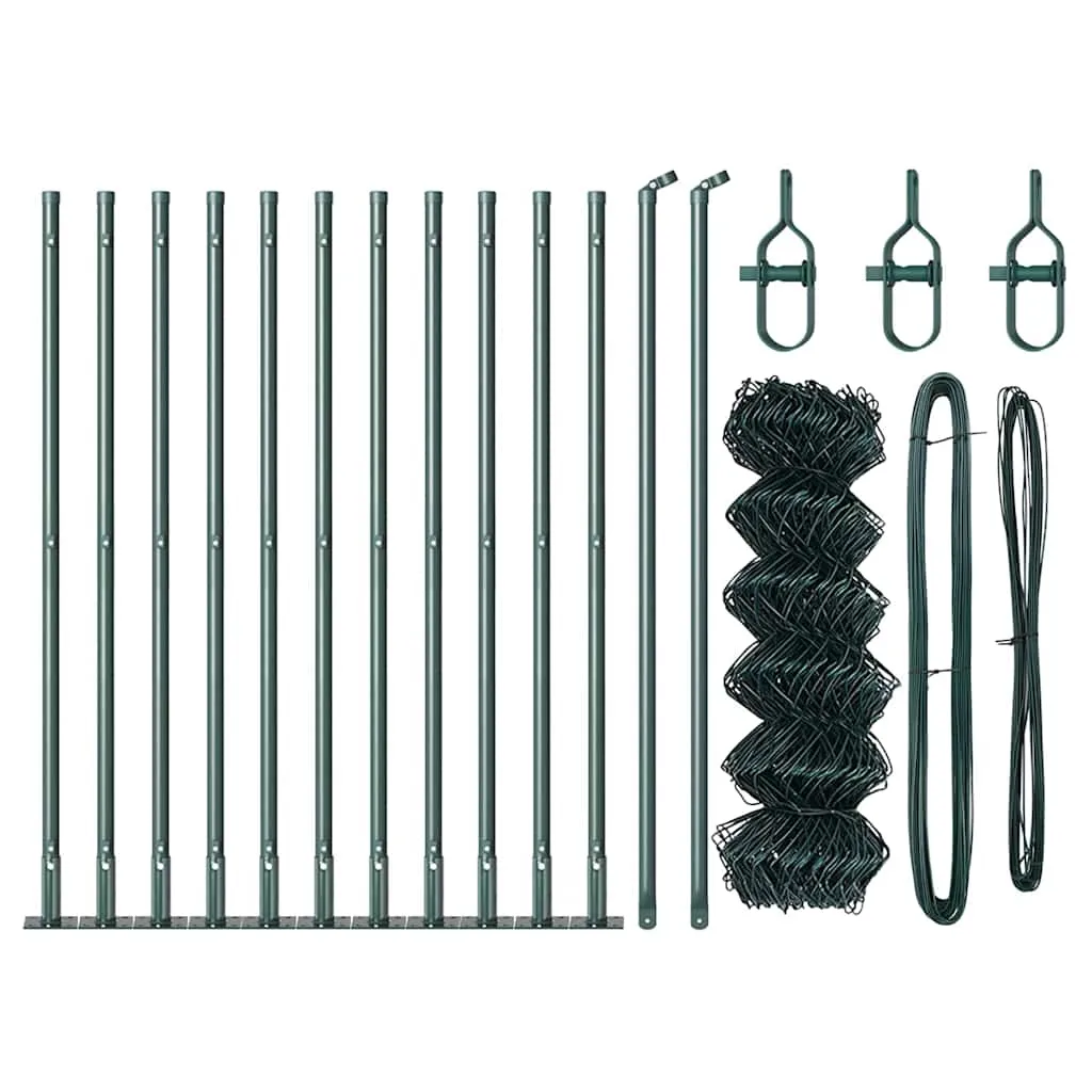 Zaunpfosten Set Grün 2500 x 3,2 x 60 cm aus Stahl