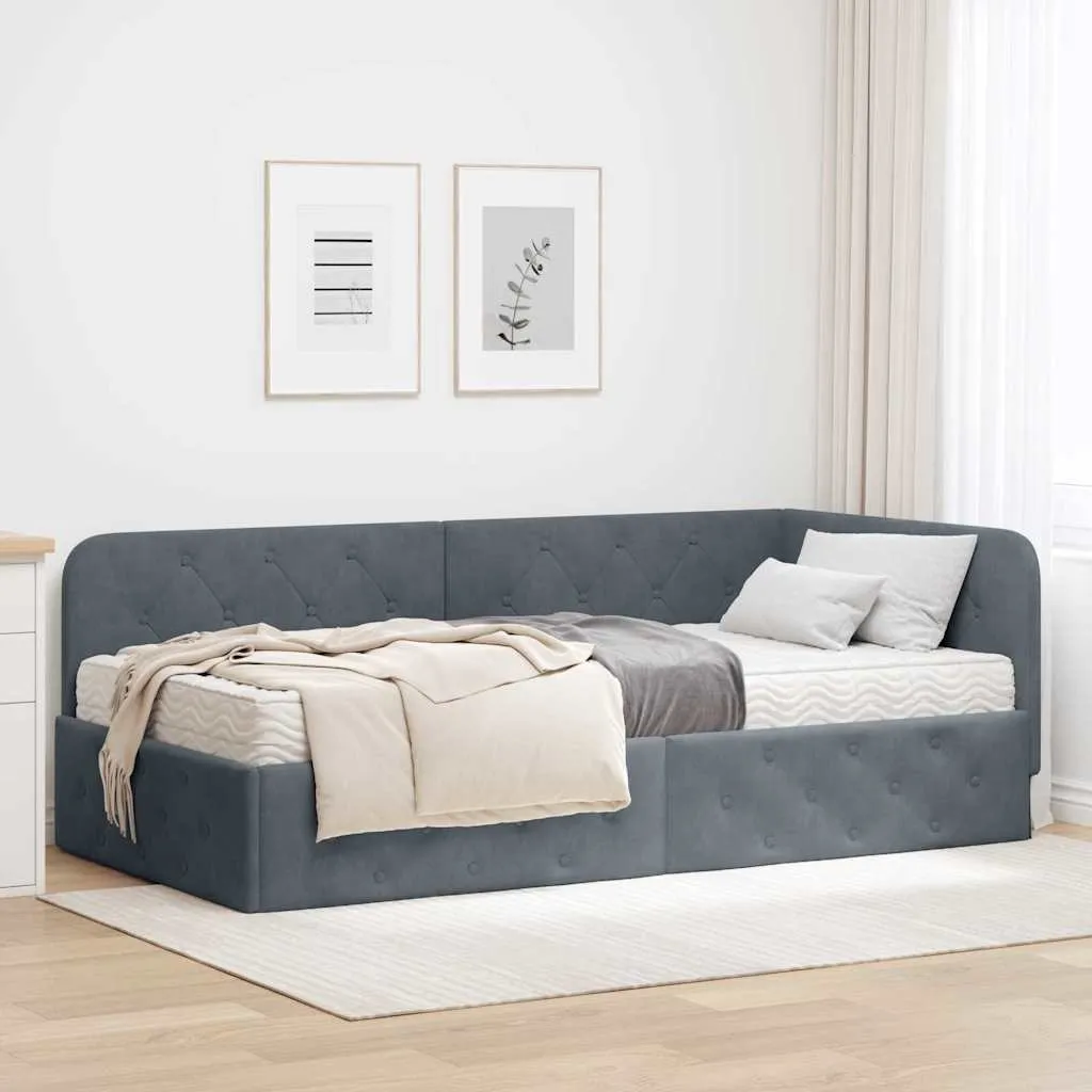 Eckbett mit Matratze 204 x 104 x 72 cm Dunkelgrau