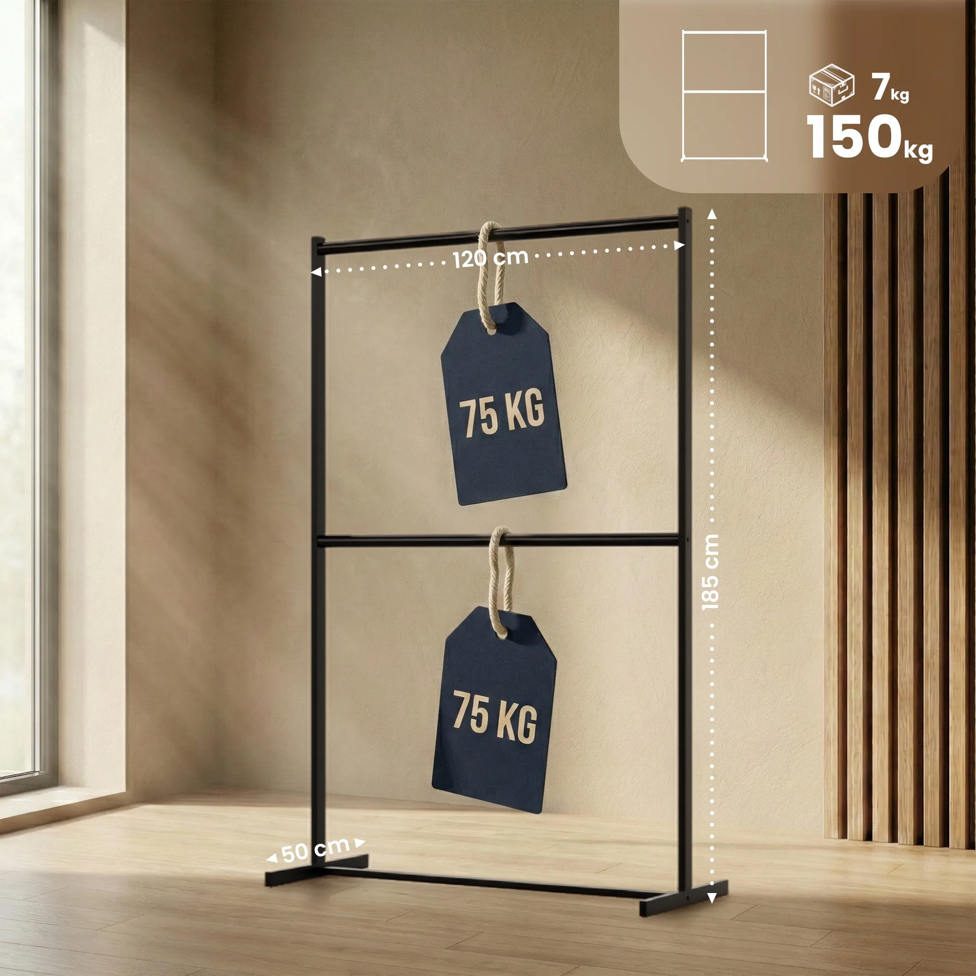 Kleiderständer Helga 120x50x185 cm schwarz