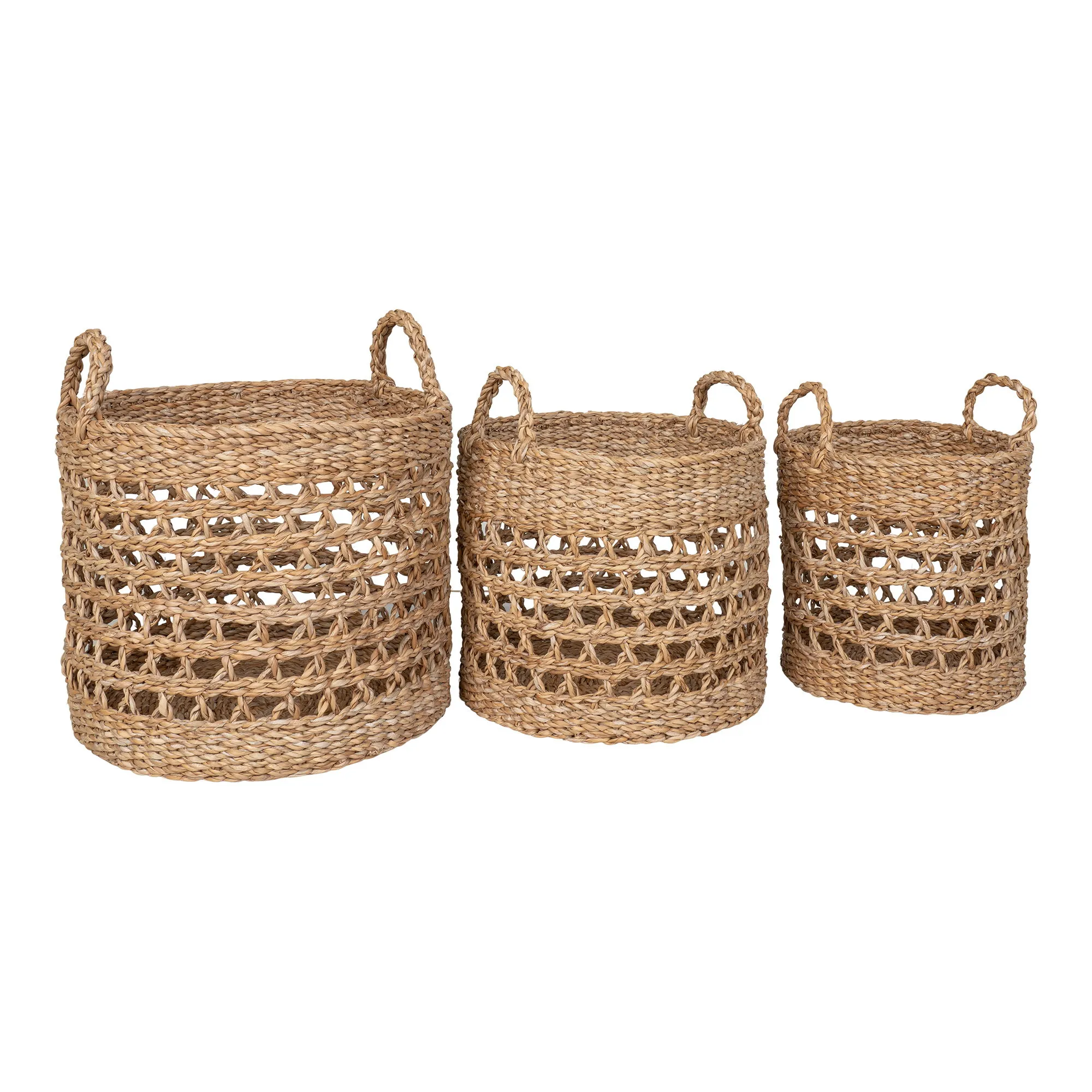 tinkaro Balok Körbe Set aus Seegras 28/32/36 cm Natur/Schwarz