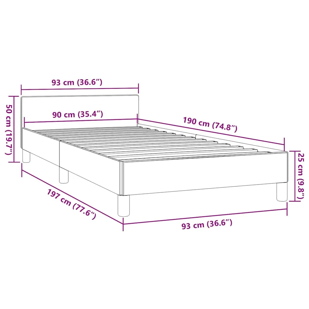 Bettgestell ohne Matratze Dunkelgrau 90x190 cm Stoff