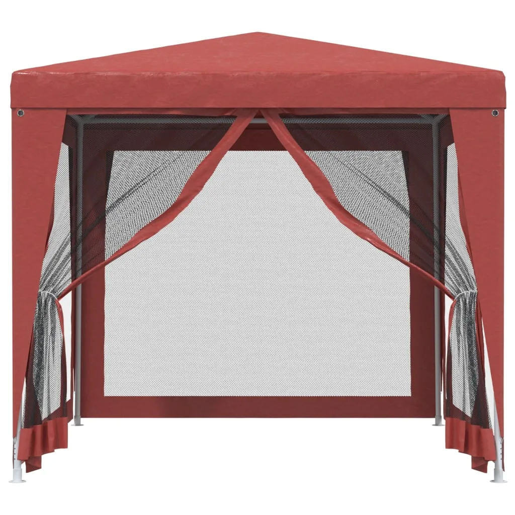 Partyzelt 250x250x245 cm Rot mit wasserfestem HDPE-Dach und Mesh-Seitenwänden