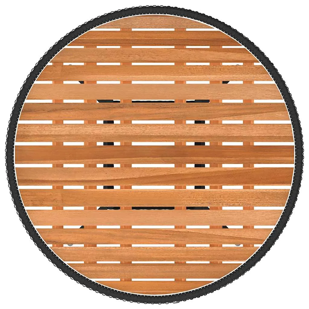 Garten-Esstisch Schwarz Ø 70 cm Poly Rattan Massivholz Akazie
