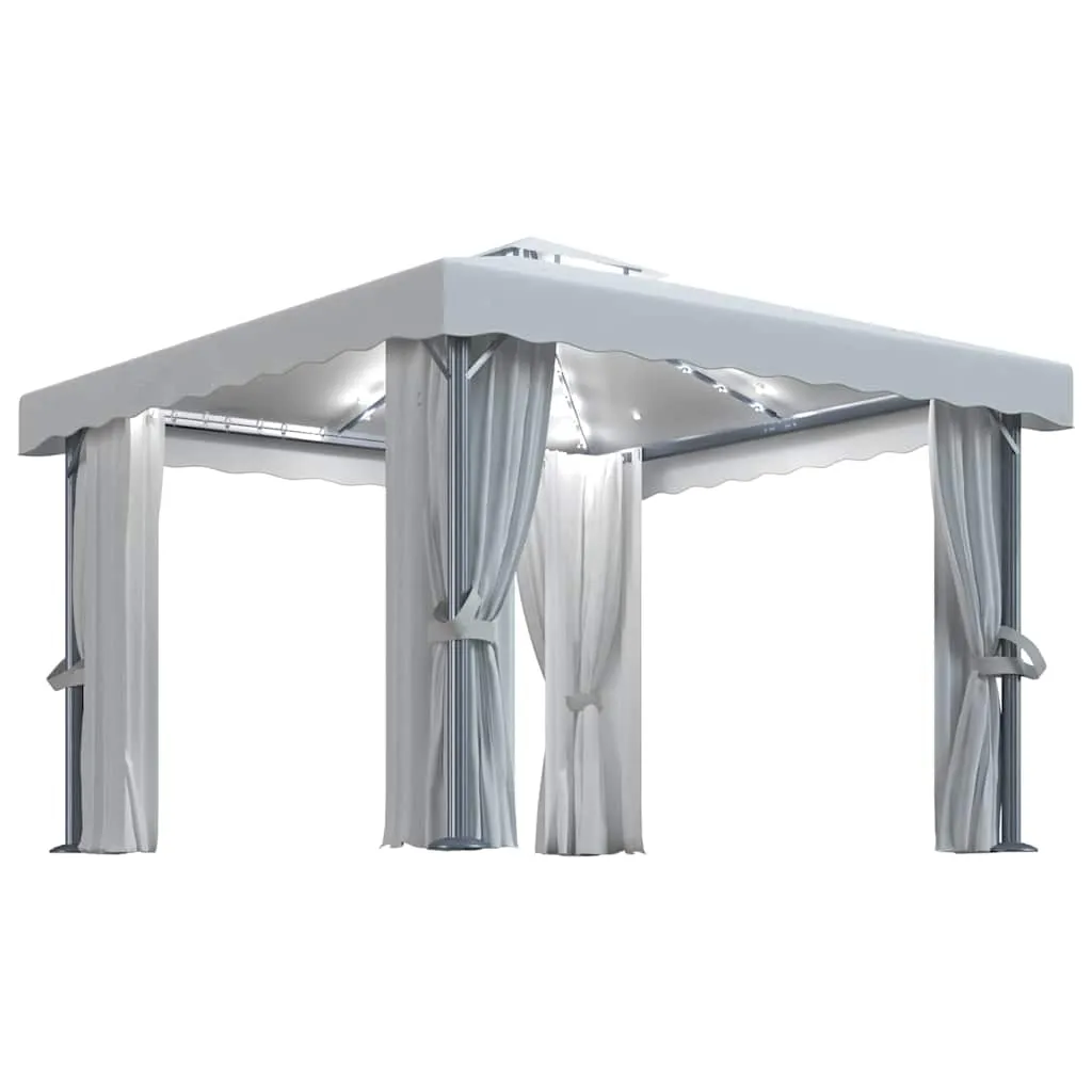 Stilvoller Pavillon 3x3 m Cremeweiß mit Aluminium- und Stahlgestell